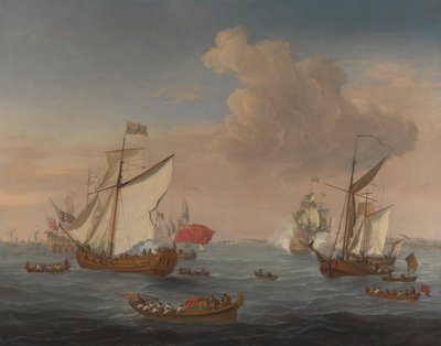 Schepen in de Thamesmonding bij Sheerness door Isaac Sailmaker